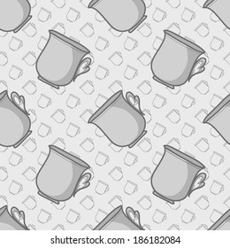 Seamless cups pattern, mugs