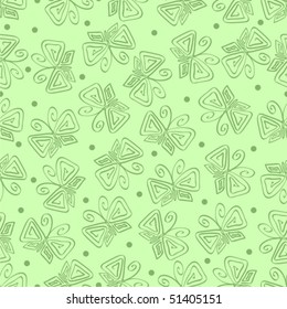 Seamless curl butterfly. Vector decoration background.