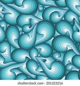 Seamless curl pattern in blue gradient