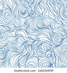 Seamless curl wave background. Vector Illustration