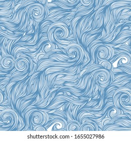 Seamless curl wave background. Vector Illustration