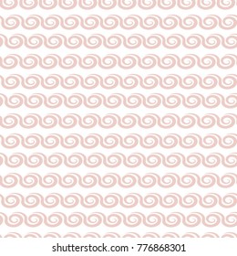 Seamless curls pattern. Curly and swirls shapes background. Beige colors.