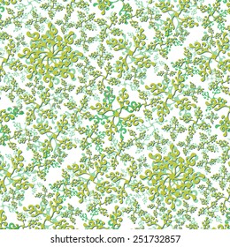 seamless curly green plant style pattern