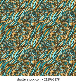 Seamless curly wave background, vector illustration