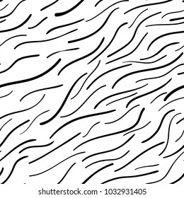 Seamless curve background. Drawing doodle style vector.
