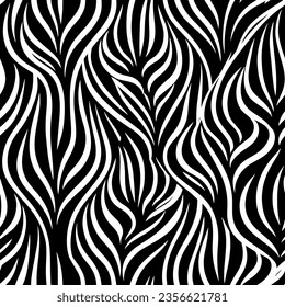 Seamless curve line pattern that weaves rhythmic harmony, ideal for modern design projects and digital backgrounds. Black texture.