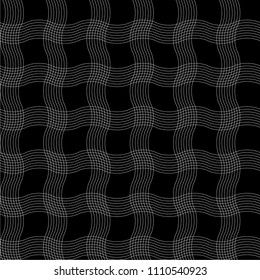 Seamless curve line pattern vector. Design vertical and horizontal spline white on black background. Design print for textile, fabric, wallpaper, background. Set 4