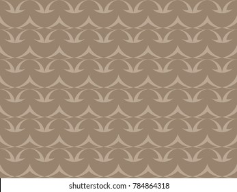 Seamless curve pattern vector. Design beige on brown. Repeat design print for textile, wallpaper, background.