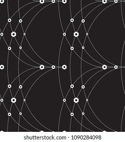 Seamless curved lines pattern. Black and white background