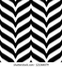 Seamless curved and pointy chevron background in ikat weave pattern