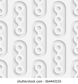 Seamless Curved Shape Pattern. 3d Vector Background. Regular White Texture