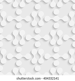 Seamless Curved Shape Pattern. 3d Vector Background. Regular White Texture