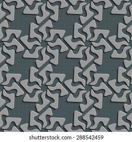 Seamless Curved Shape Pattern. Abstract Gray Background. Vector Regular Texture