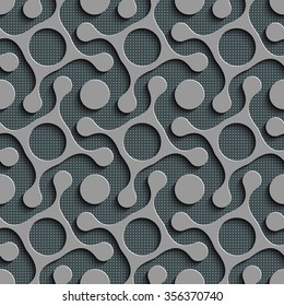 Seamless Curved Shape Pattern. Abstract Gray Background. Vector Regular Texture