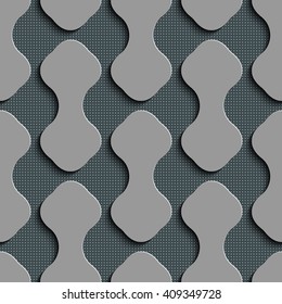 Nahtlose geschwungene Formmuster. Abstrakter grauer Hintergrund. Vektorgrafik