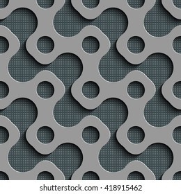 Seamless Curved Shape Pattern. Abstract Gray Background. Vector Regular Texture