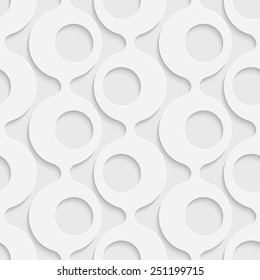 Seamless Curved Shape Pattern. Vector Soft Background. Regular White Texture