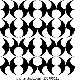 Seamless Curved Shape Pattern. Vector Monochrome Texture