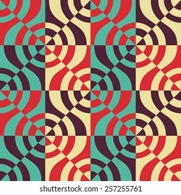 Seamless Curved Shape Pattern. Vector Colorful Texture