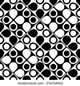Seamless Curved Shape Pattern. Vector Monochrome Texture