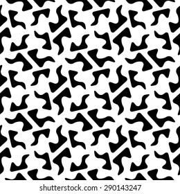 Seamless Curved Shape Pattern. Vector Monochrome Texture
