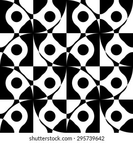 Seamless Curved Shape Pattern. Vector Black and White Background