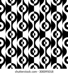 Seamless Curved Shape Pattern. Vector Monochrome Background