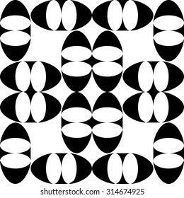 Seamless Curved Shape Pattern. Vector Black and Transparent Background