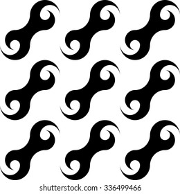 Seamless Curved Shape Pattern. Vector Black and White Background
