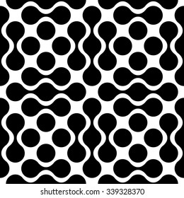 Seamless Curved Shape Pattern. Vector Monochrome Texture