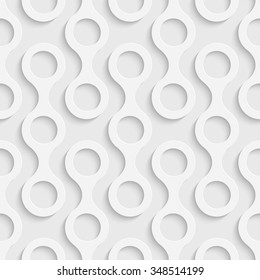 Seamless Curved Shape Pattern. Vector Soft Background. Regular White Texture