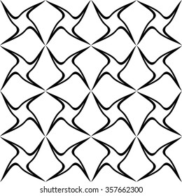 Seamless Curved Shape Pattern. Vector Black and White Background