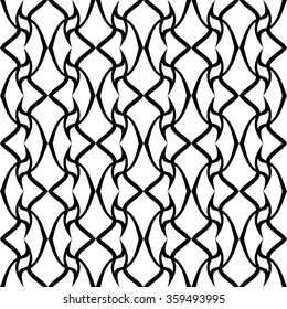 Seamless Curved Shape Pattern. Vector Black and White Background