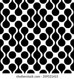 Seamless Curved Shape Pattern. Vector Black and White Background