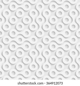 Seamless Curved Shape Pattern. Vector Soft Background. Regular White Texture