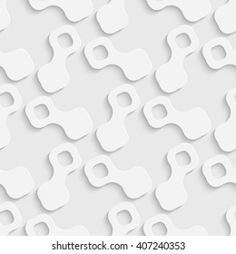 Seamless Curved Shape Pattern. Vector Soft Background. Regular White Texture