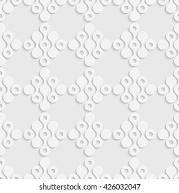Seamless Curved Shape Pattern. Vector Soft Background. Regular White Texture