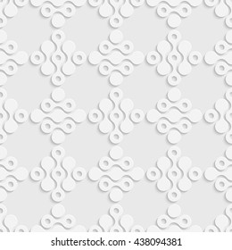 Seamless Curved Shape Pattern. Vector Soft Background. Regular White Texture