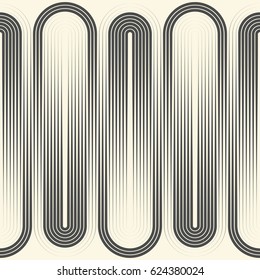 Seamless Curved Stripe Pattern. Abstract Gradient Texture. Vector Halftone Background