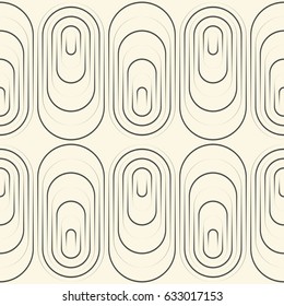 Seamless Curved Stripe Pattern. Abstract Ellipse Texture. Vector Geometric Background