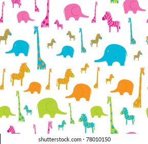 Seamless with cute African animals