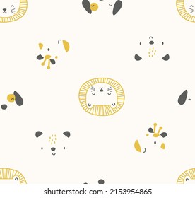 Seamless cute animal pattern vector illustration