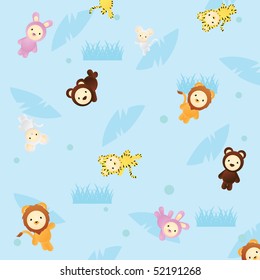 Seamless Cute Animals Background