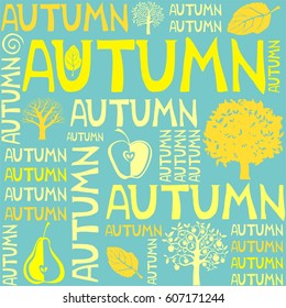 Seamless cute autumn illustration pattern background in vector