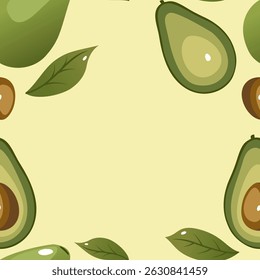 padrão de abacate bonito sem costura com fundo amarelo suave