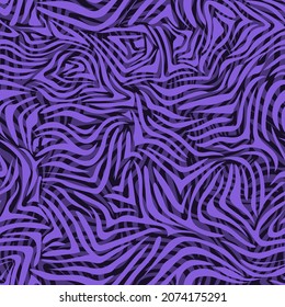 Seamless cute background with purple winding stripes. Print for modern fabrics, throw pillows, wrapping paper. Tiger striped color. Vector.