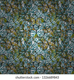Seamless. Cute background for wrappers and wallpaper, design of fabric, paper. Beautiful butterfly vector pattern illustration design. Pictures in black, green and white colors.