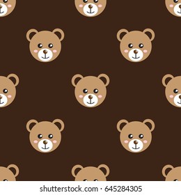 Seamless Cute Bear Pattern Background. Vintage. Retro. Vector