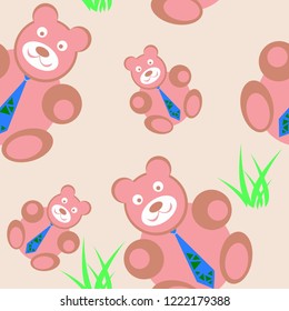 seamless cute bear with tie