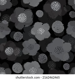 seamless cute black flowers pattern background , greeting card or fabric